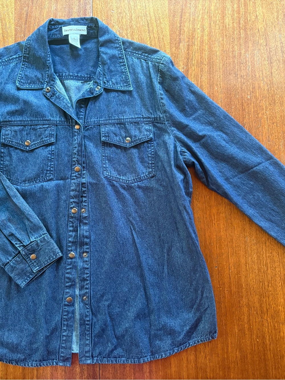 Christopher & Banks Dark Blue Denim Button-Down Shirt